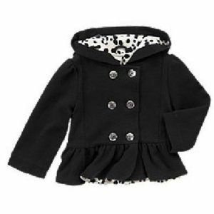 Gymboree Double Button Hooded Peplum Jacket 12-24M Dalmatian Print Lining